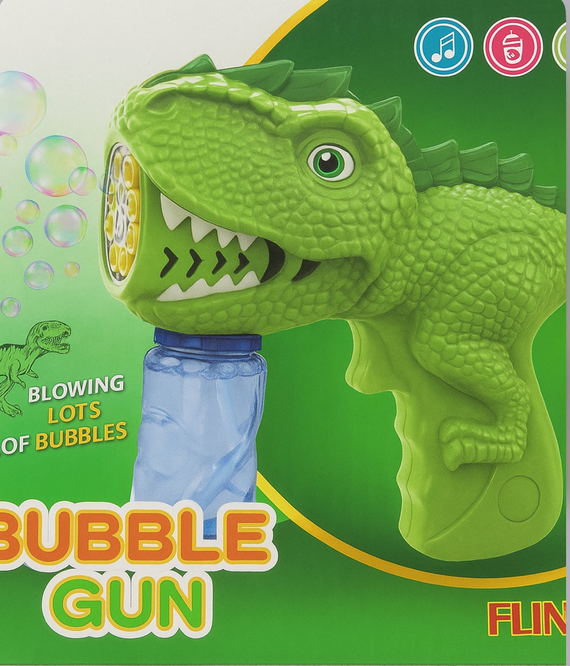 Dinosaur Bubble Gun for Kids – Electric Bubble Blower Toy with Lights & Music | T-Rex Bubble Machine for Boys & Girls – Blows Lots of Bubbles – Age 3+