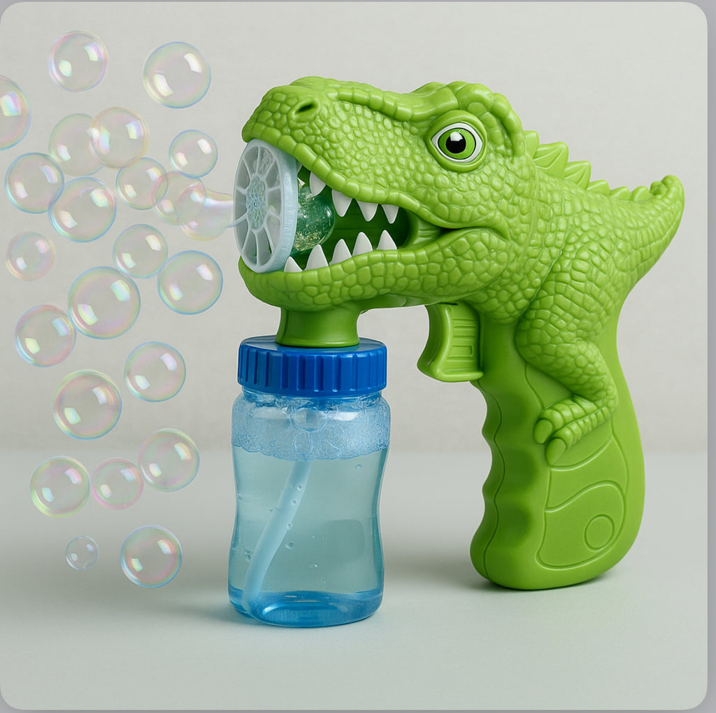 Dinosaur Bubble Gun for Kids – Electric Bubble Blower Toy with Lights & Music | T-Rex Bubble Machine for Boys & Girls – Blows Lots of Bubbles – Age 3+