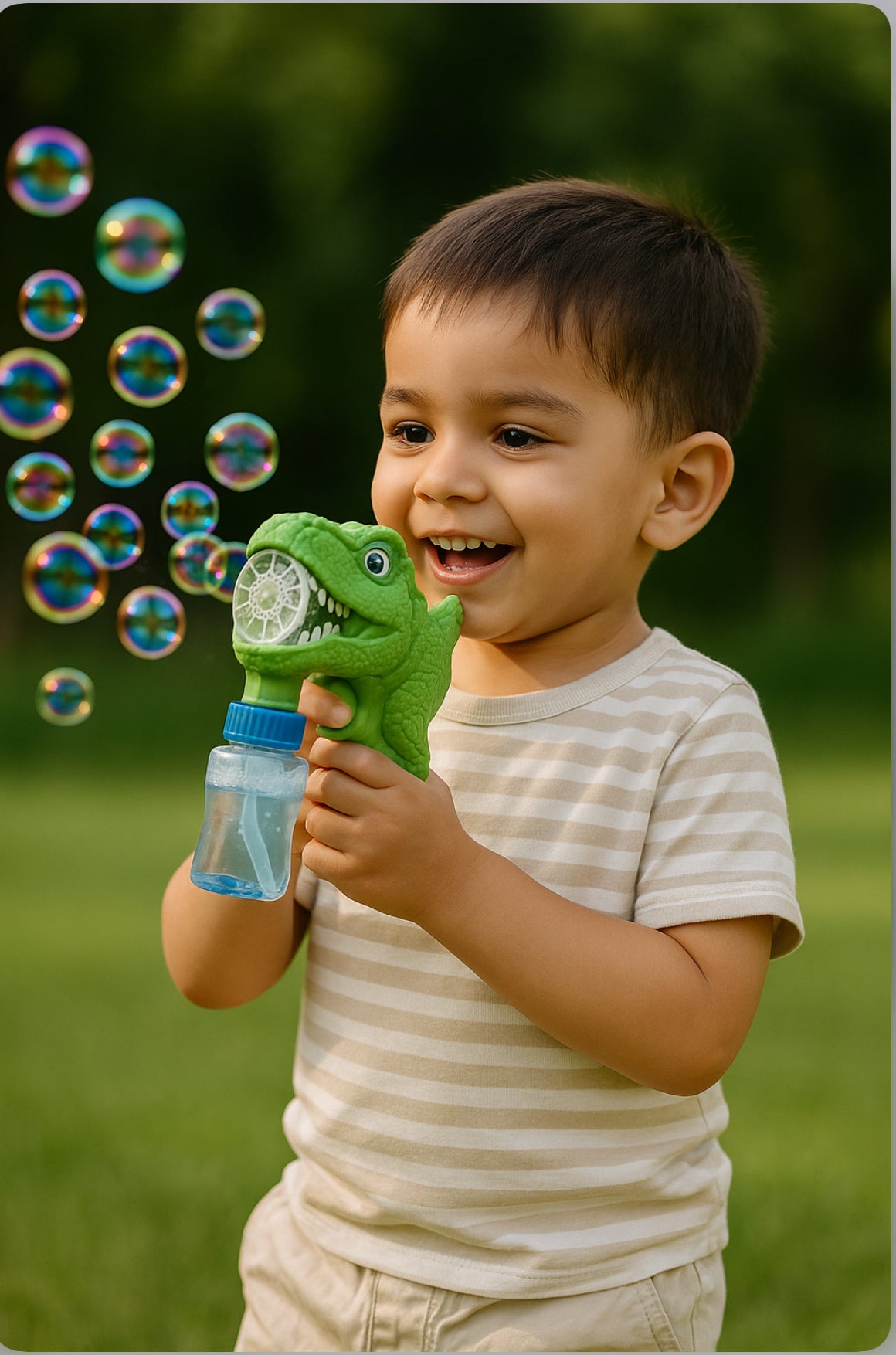 Dinosaur Bubble Gun for Kids – Electric Bubble Blower Toy with Lights & Music | T-Rex Bubble Machine for Boys & Girls – Blows Lots of Bubbles – Age 3+