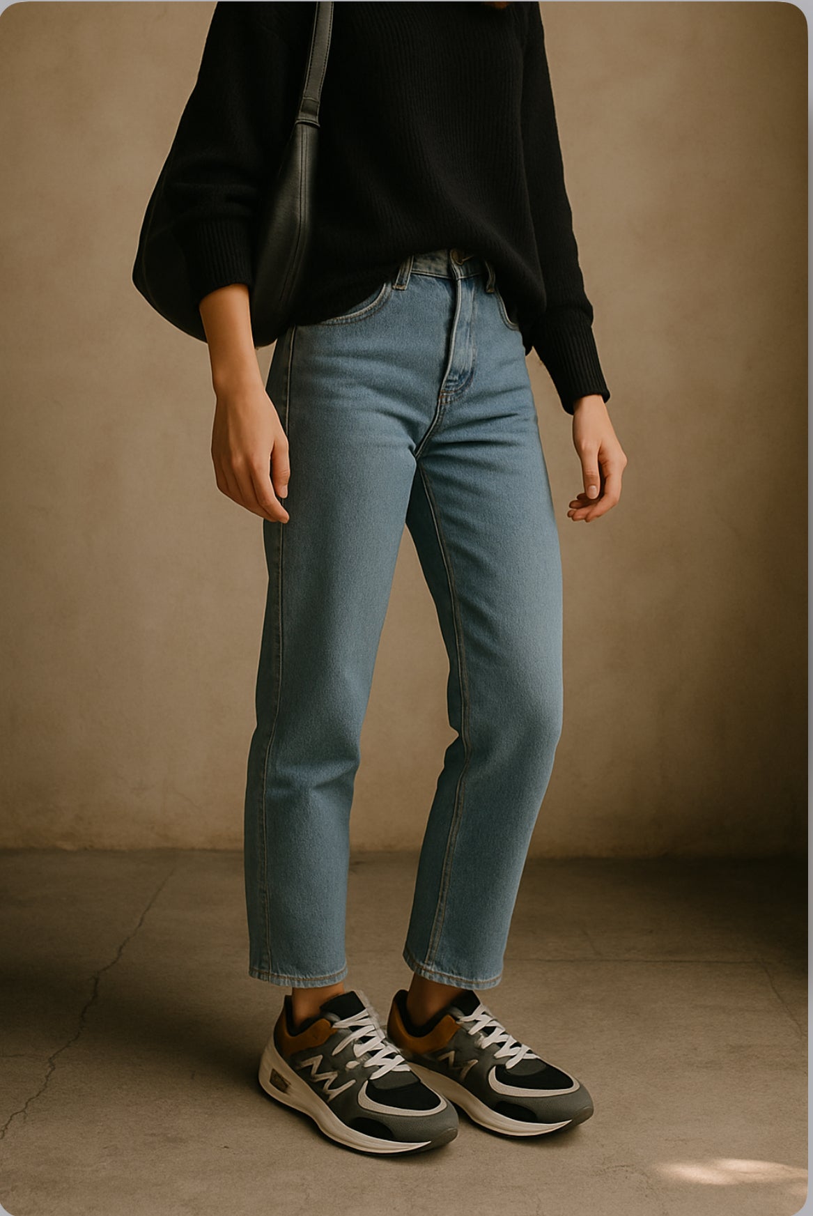 Women's Blue & Black Chunky Sneakers – Sporty Streetwear Running Shoes with Cushioned Sole