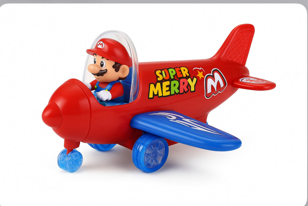 Super Merry Cartoon Pilot Airplane Toy – Colorful Push & Play Vehicle for Kids